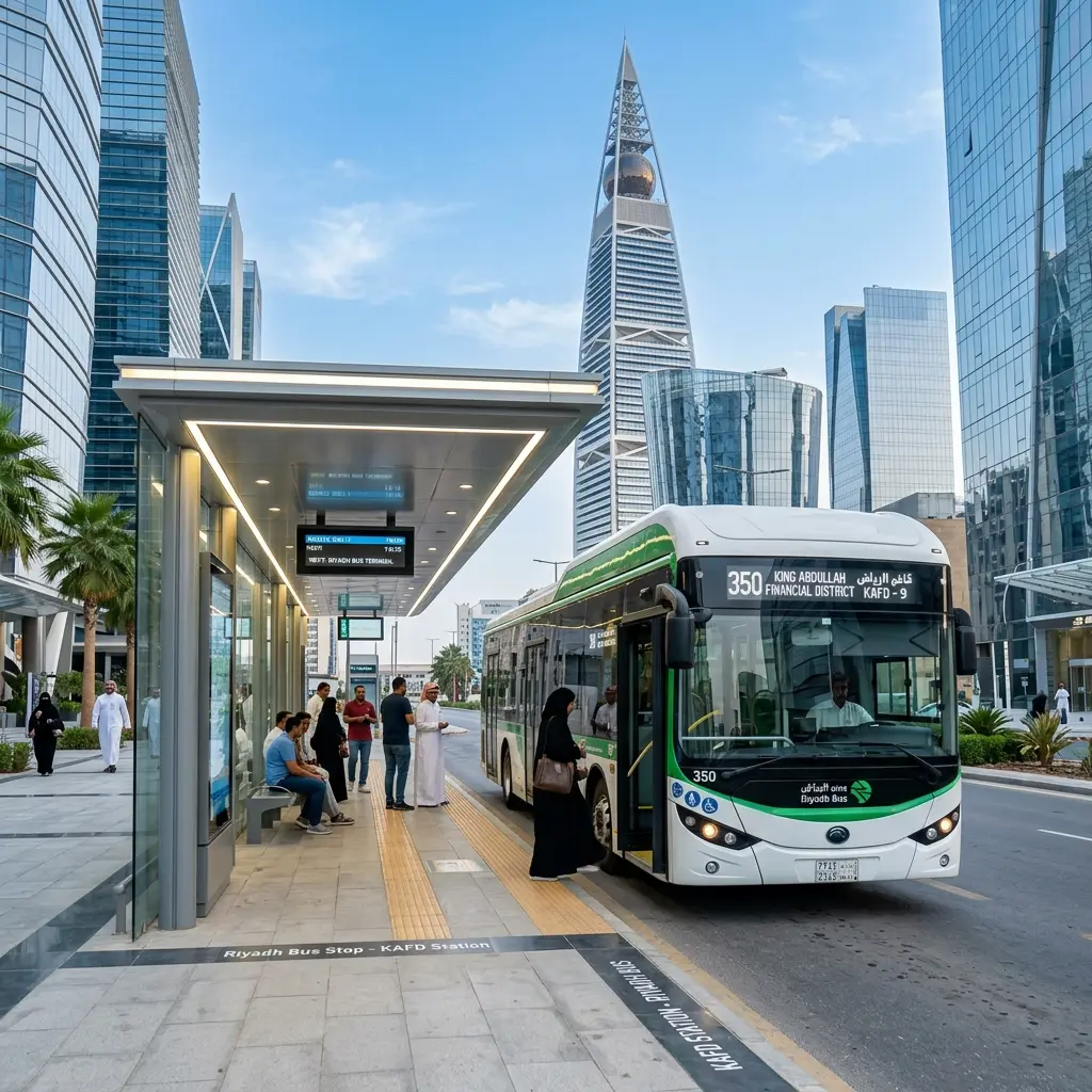 Riyadh bus network and Darb app interface