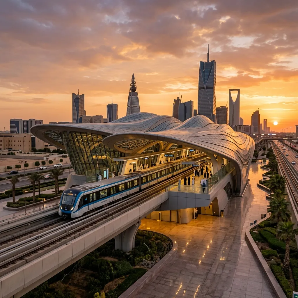 Modern Riyadh Metro train station public transport